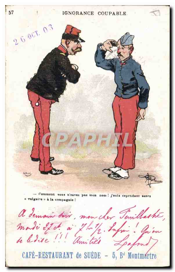 CPA Fantaisie Illustrateur Albert Guillaume Militaria Ignorance coupable