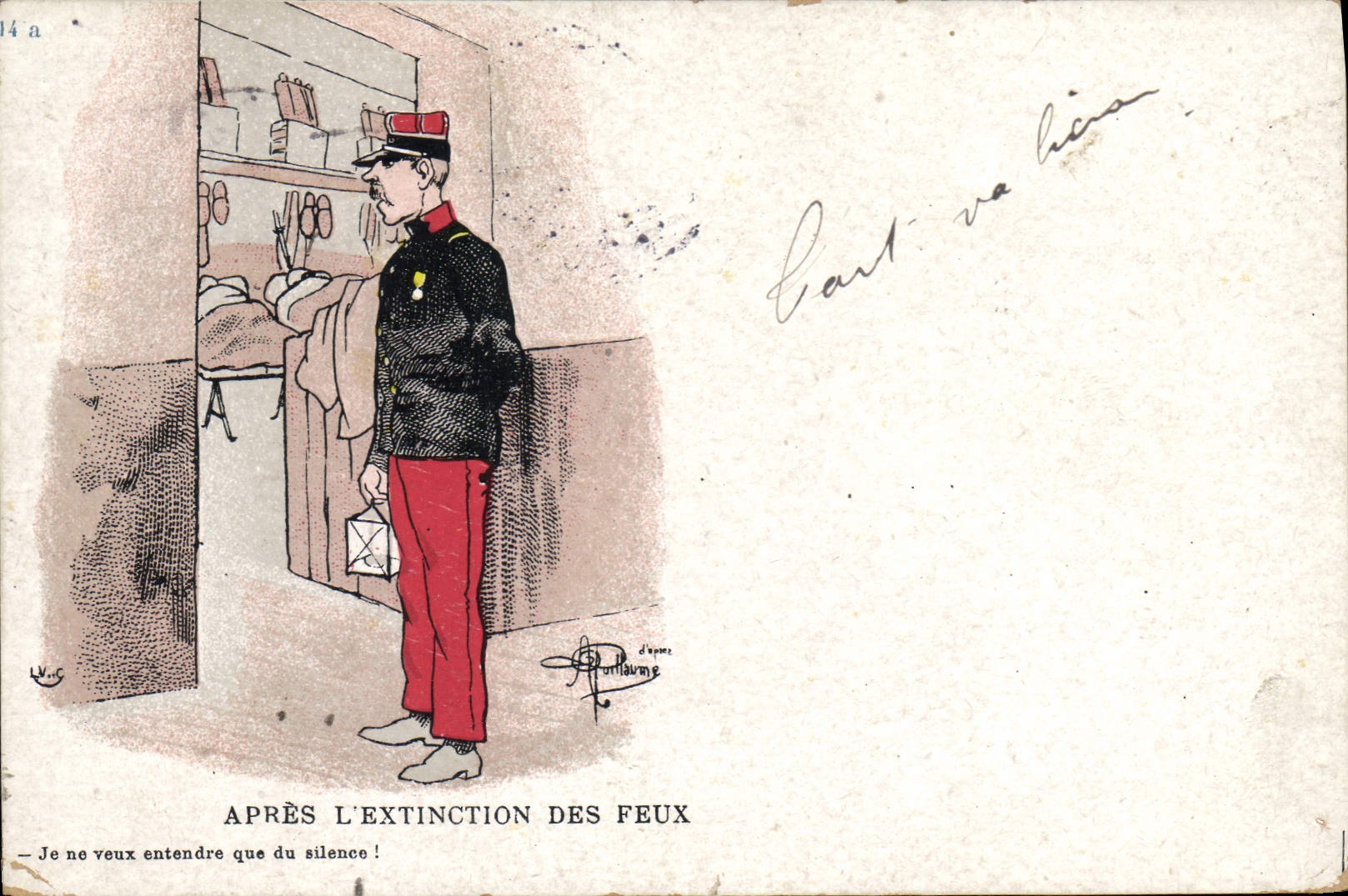CPA Fantaisie Illustrateur Albert Guillaume Militaria Apres l'extinction des feux