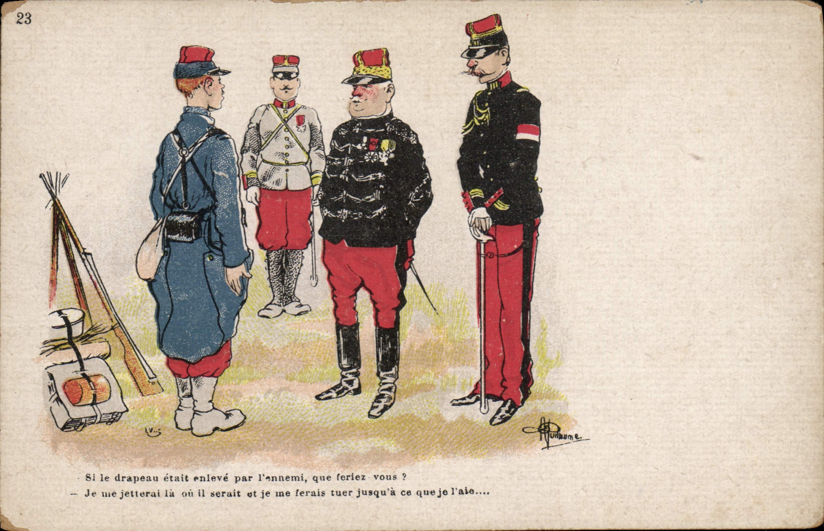 CPA Fantaisie Illustrateur Albert Guillaume Militaria