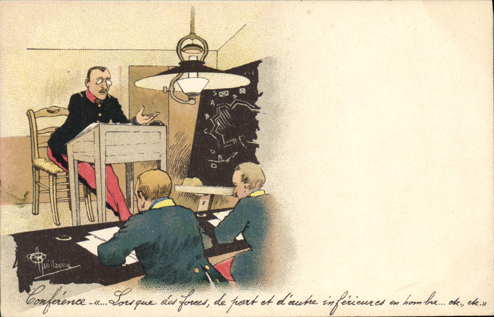CPA Fantaisie Illustrateur Albert Guillaume Militaria Conference