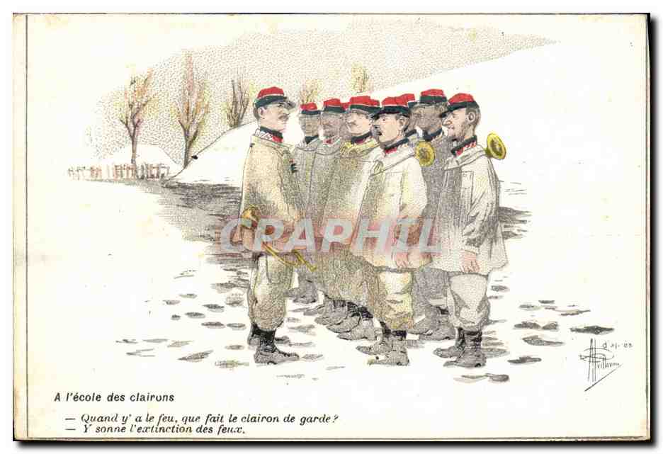 CPA Fantaisie Illustrateur Albert Guillaume Militaria A l'ecole des clairons