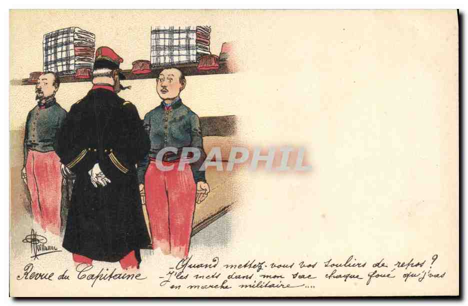CPA Fantaisie Illustrateur Albert Guillaume Militaria Revue du capitaine