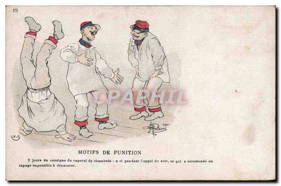CPA Fantaisie Illustrateur Albert Guillaume Militaria Motifs de punition