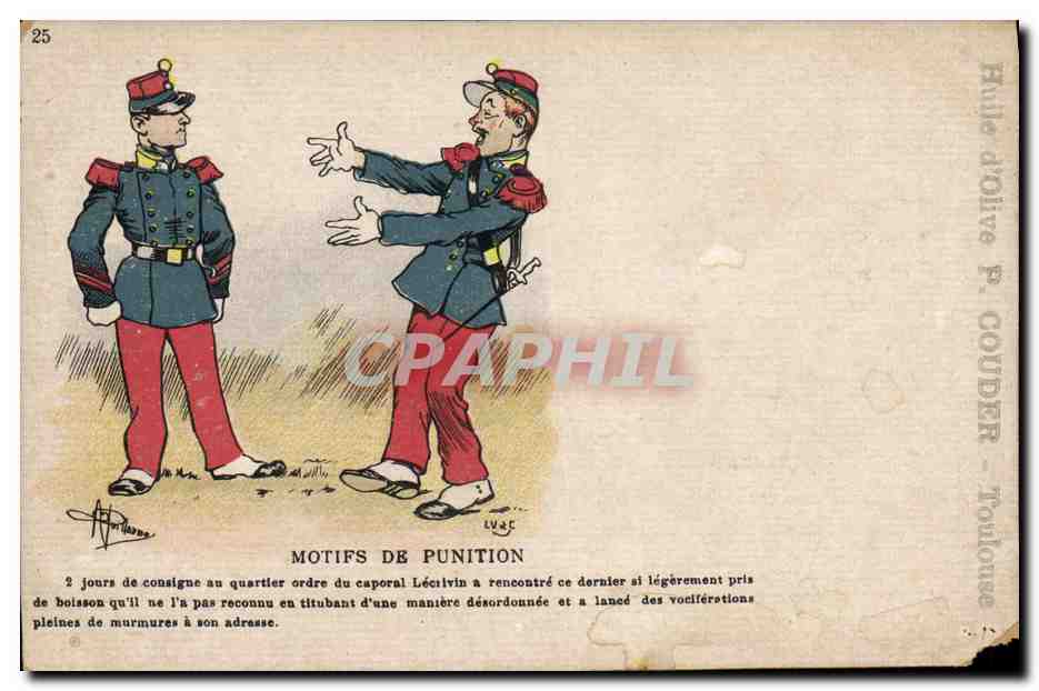 CPA Fantaisie Illustrateur Albert Guillaume Militaria Motifs de punition