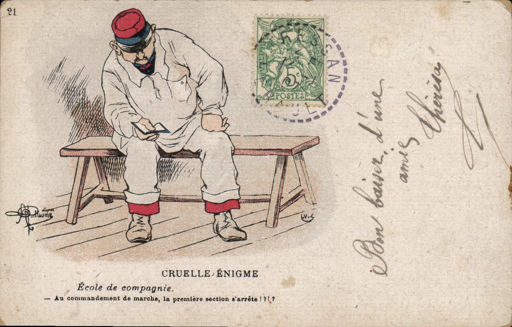 CPA Fantaisie Illustrateur Albert Guillaume Militaria Cruelle enigme 