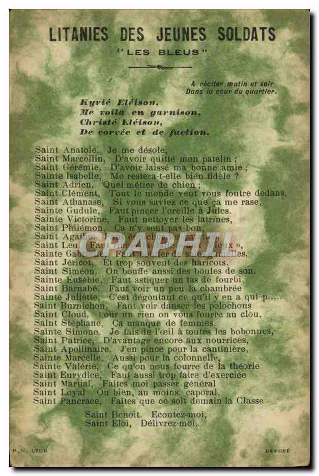 CPA Militaria Litanie des jeunes soldats