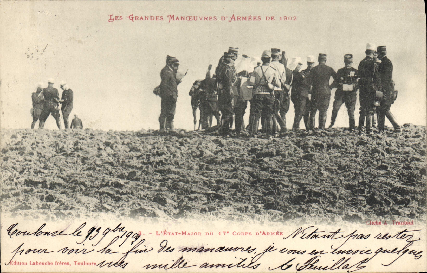 Les Grandes Manœuvres d'Armées de 1902 — L'État-Major du 17e Corps d'Armée — Édition Labouche Frères, Toulouse