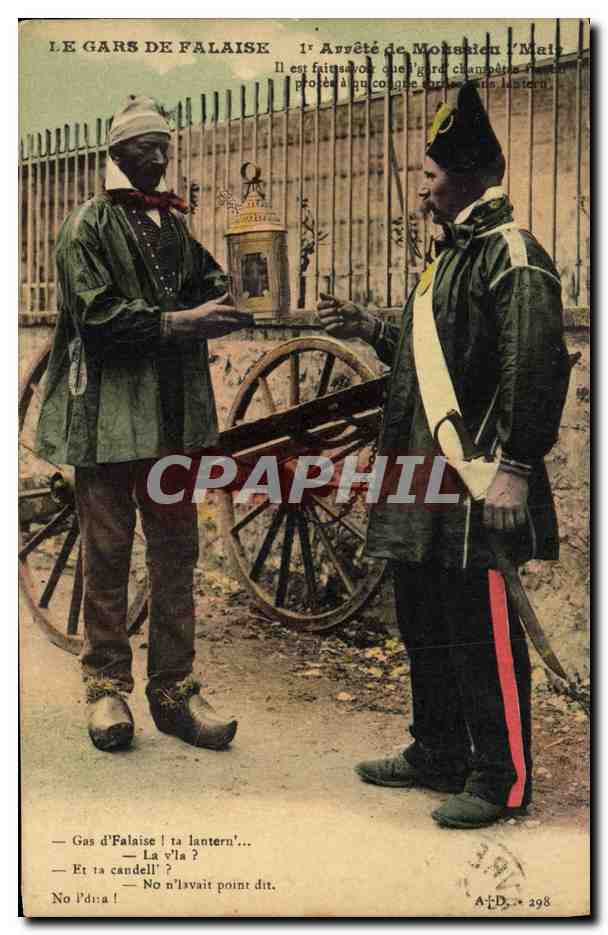 CPA Folklore Le gars de Falaise Arrete de Moussieu l Mair