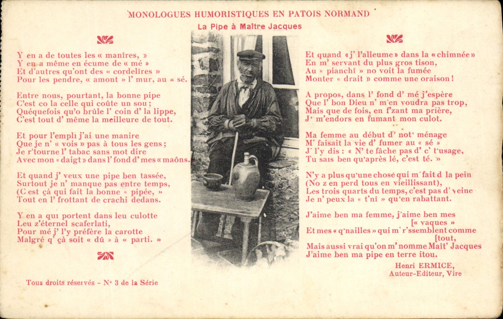 CPA Folklore Normandie La pipe a maitre Jacques