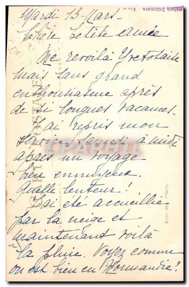 Normandie d'Aulrefois — femme en costume traditionnel tenant un seau — éditeur AVETAT, n°64 — Verso