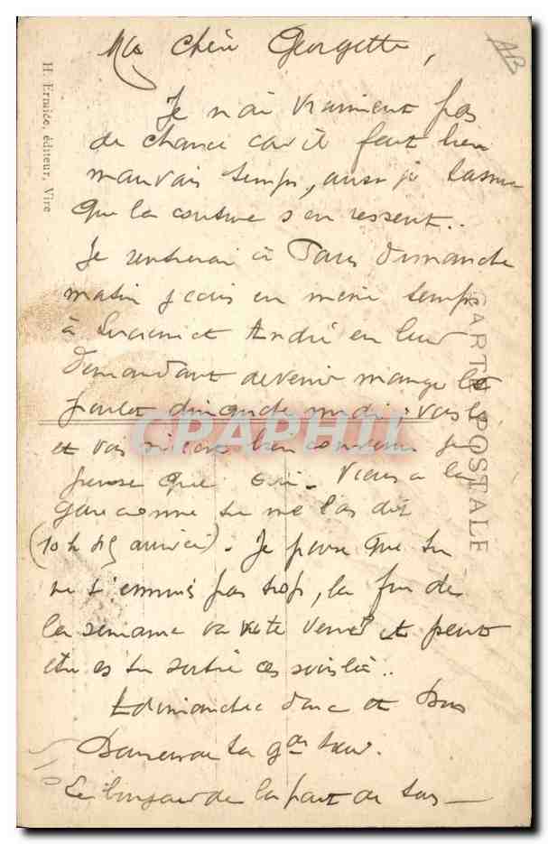 CPA Folklore Normandie Le depart pour la marche Ane Mule — Verso