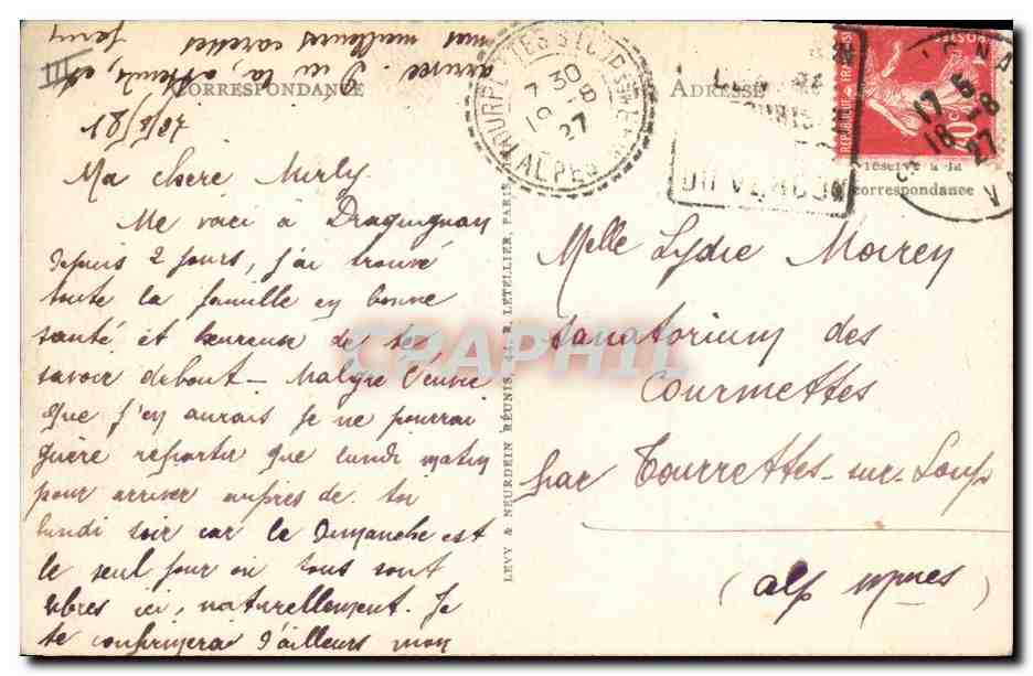 CPA Banque Draguignan L'avenue Carnot et la Societe Generale — Rückseite