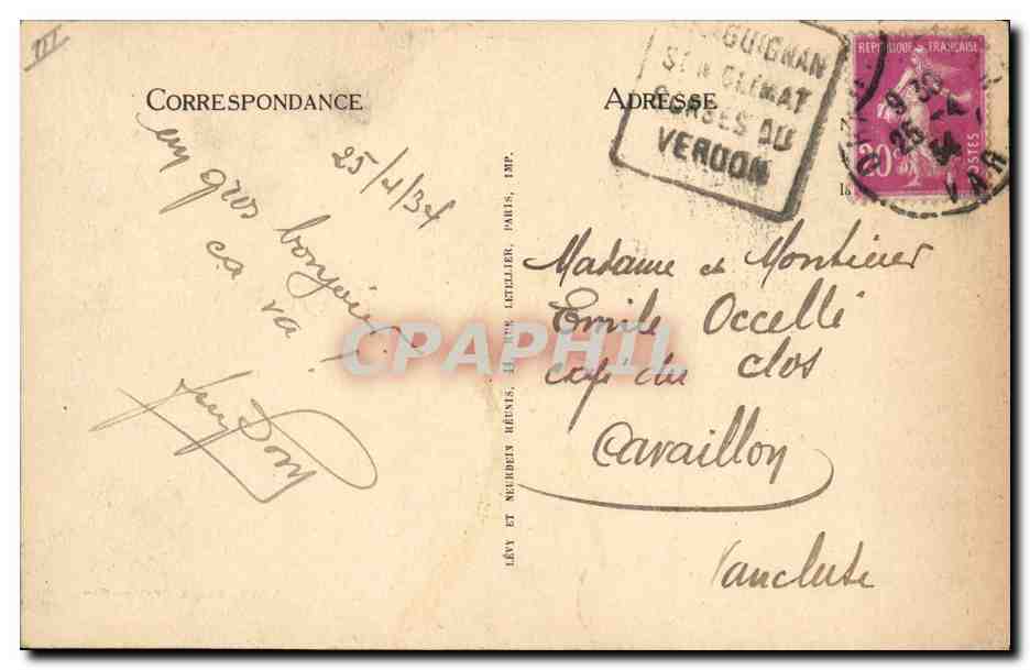 CPA Banque Draguignan L'avenue Carnot et la Societe Generale — Rückseite