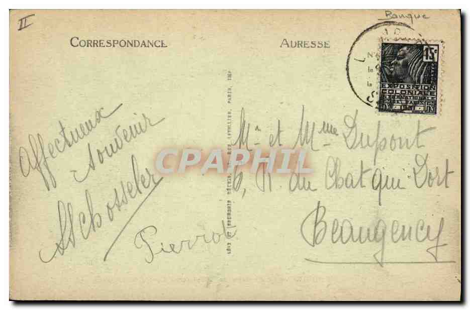 CPA Banque Chambery La fontaine des Elephants La Societe Generale — Rückseite