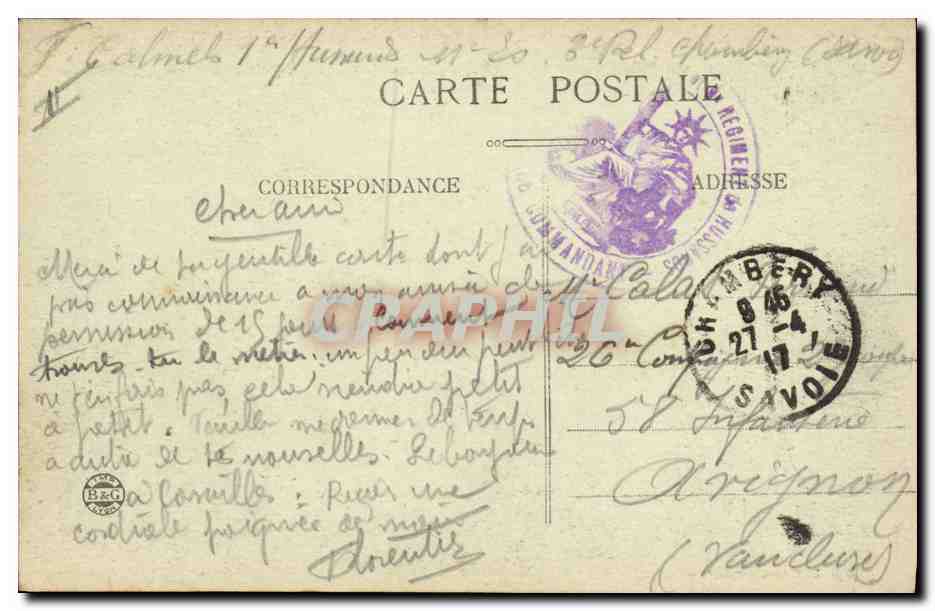 CPA Banque Chambery La fontaine des Elephants La Societe Generale — Rückseite