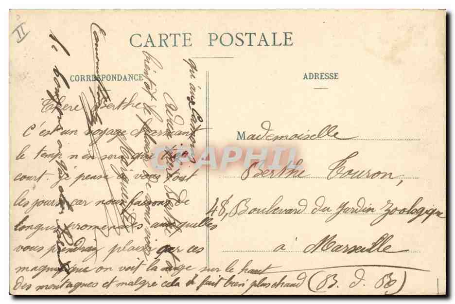 CPA Banque Chambery La colonne des Elephants La maison Martir La Societe Generale — Rückseite
