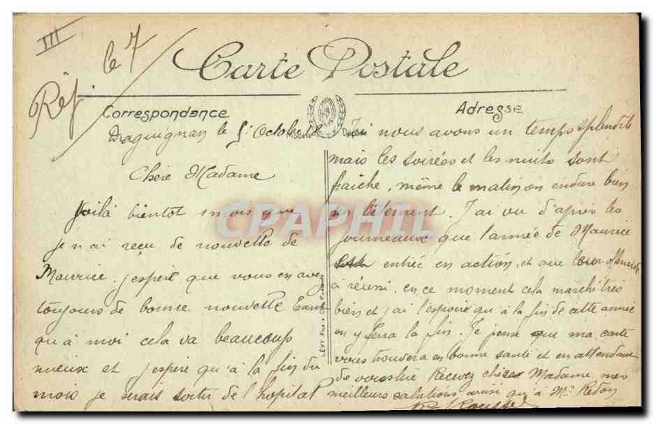 CPA Banque Draguignan L'avenue Carnot et la Societe Generale — Rückseite