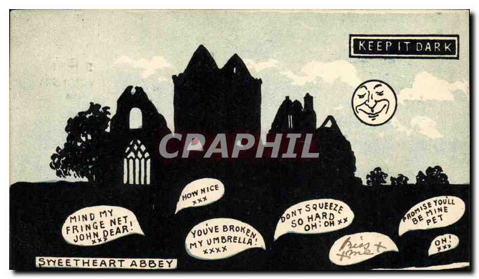 Sweetheart Abbey — scène humoristique avec bulles de dialogue — The Art Publishing Co. Glasgow