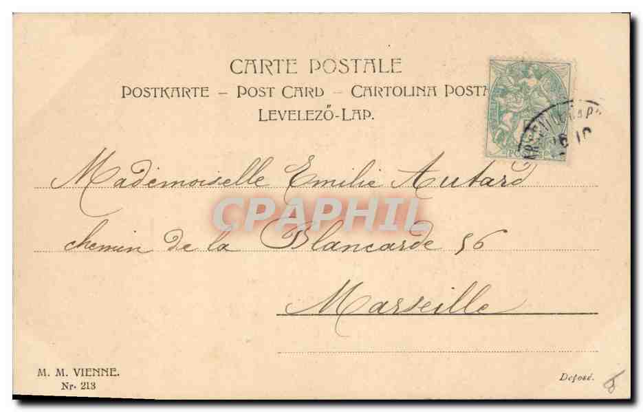 Femme et deux enfants — scène de Pâques — Thérèse, éditeur M.M. Vienne, n° 213 — Verso