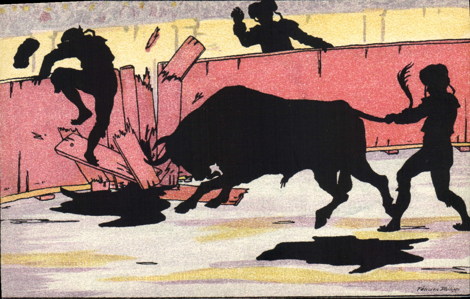 Course de taureaux — scène dynamique — Félicien Philings