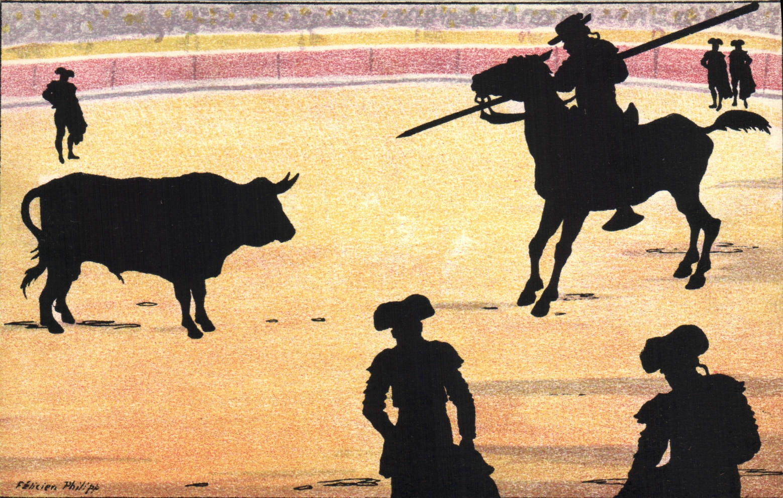 Encounter in the Bullring — silhouettes — Fabriquien Philippe