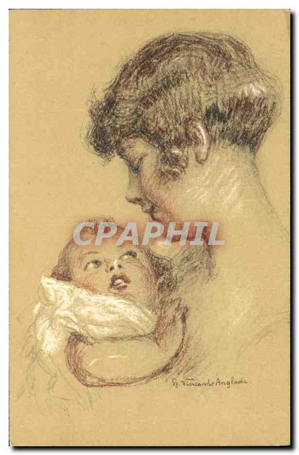 CPA Fantaisie Illustrateur Femme Enfant