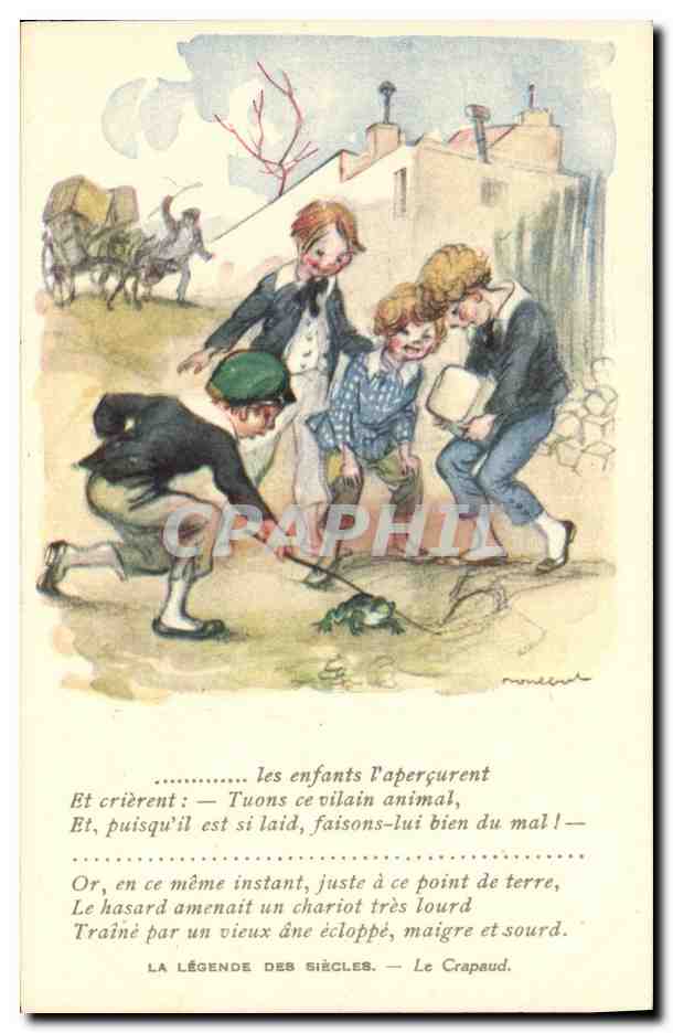 CPA Fantaisie Illustrateur Poulbot Victor Hugo La legende des siecles Le Crapaud Grenouille 