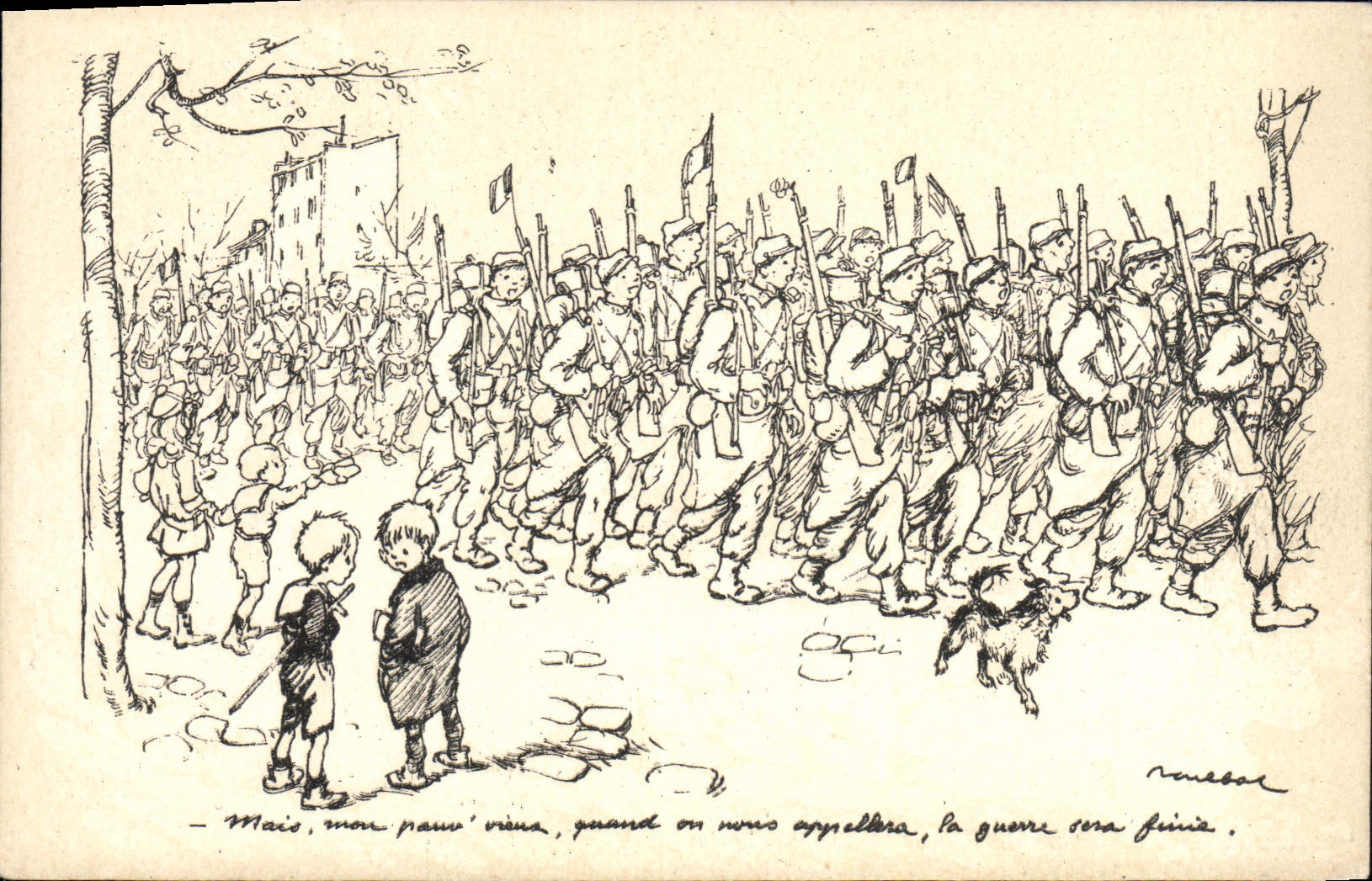CPA Fantaisie Illustrateur Poulbot Militaria 