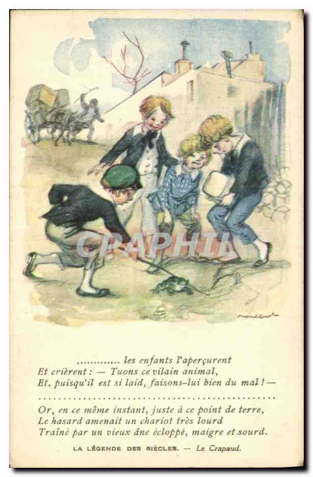 CPA Fantaisie Illustrateur Poulbot Victor Hugo La legende des siecles Le Crapaud Grenouille 