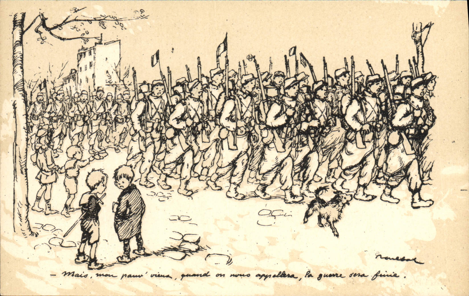 CPA Fantaisie Illustrateur Poulbot Militaria 
