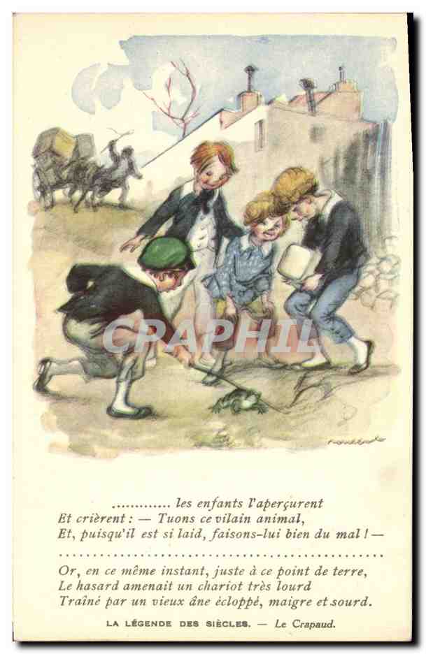 CPA Fantaisie Illustrateur Poulbot Victor Hugo La legende des siecles Le Crapaud Grenouille 