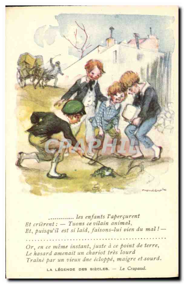 CPA Fantaisie Illustrateur Poulbot Victor Hugo La legende des siecles Le Crapaud Grenouille 