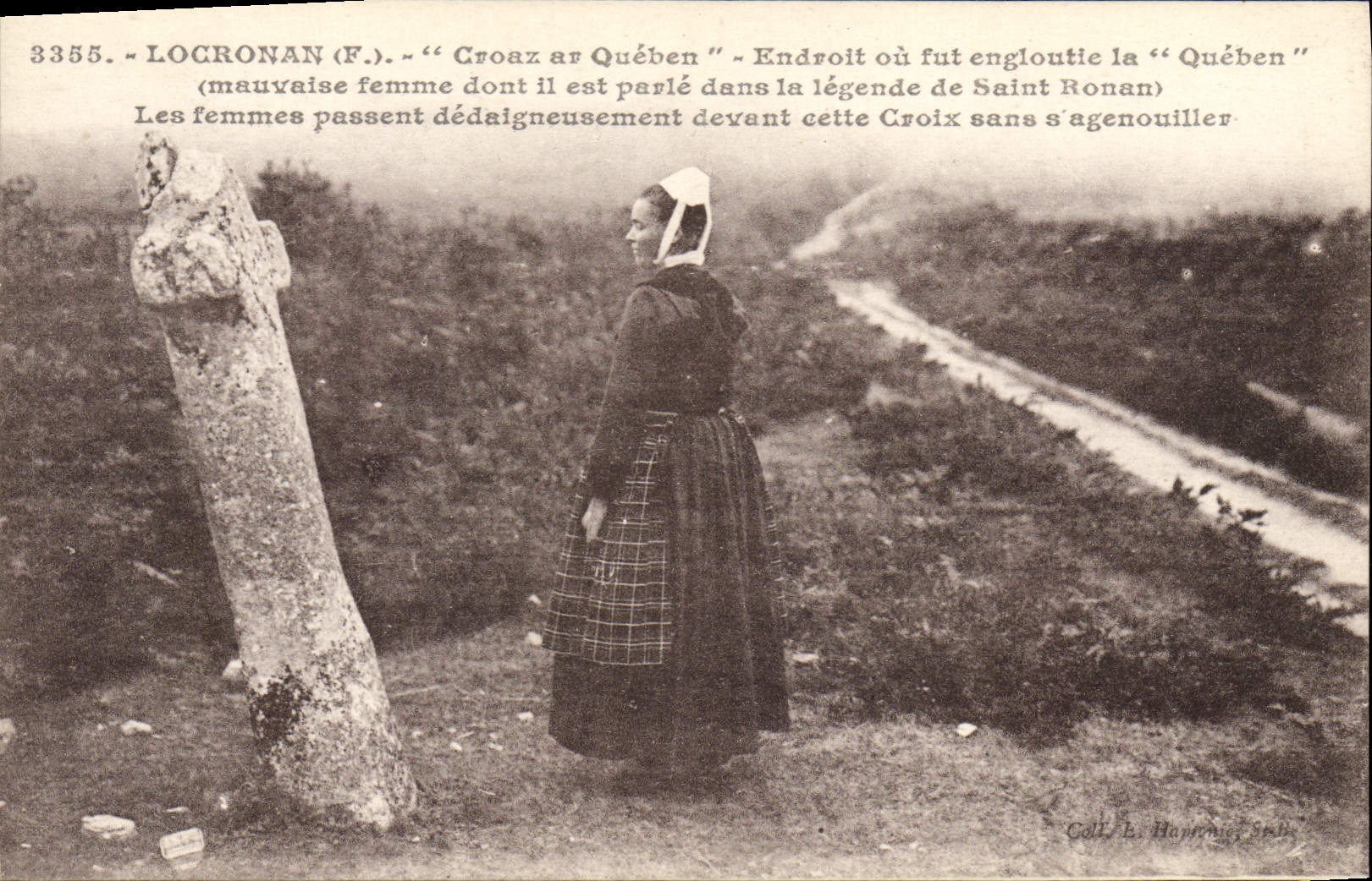 CPA Dolmen Menhir Locronan Croaz ar Queben Folklore 