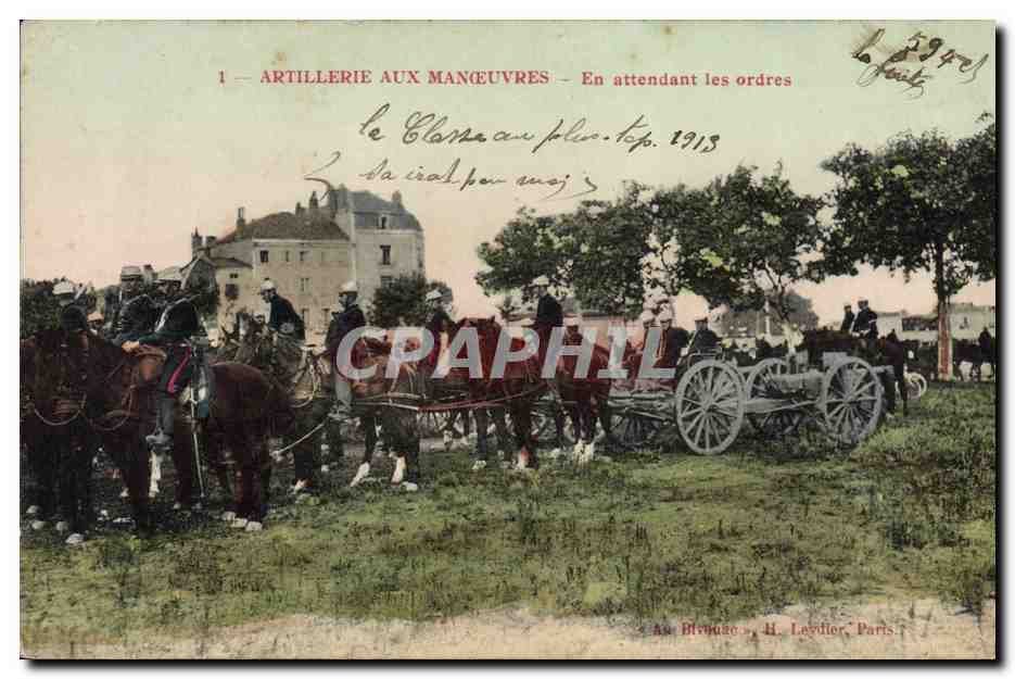 Artillerie aux manœuvres — En attendant les ordres — H. Laydier, Paris