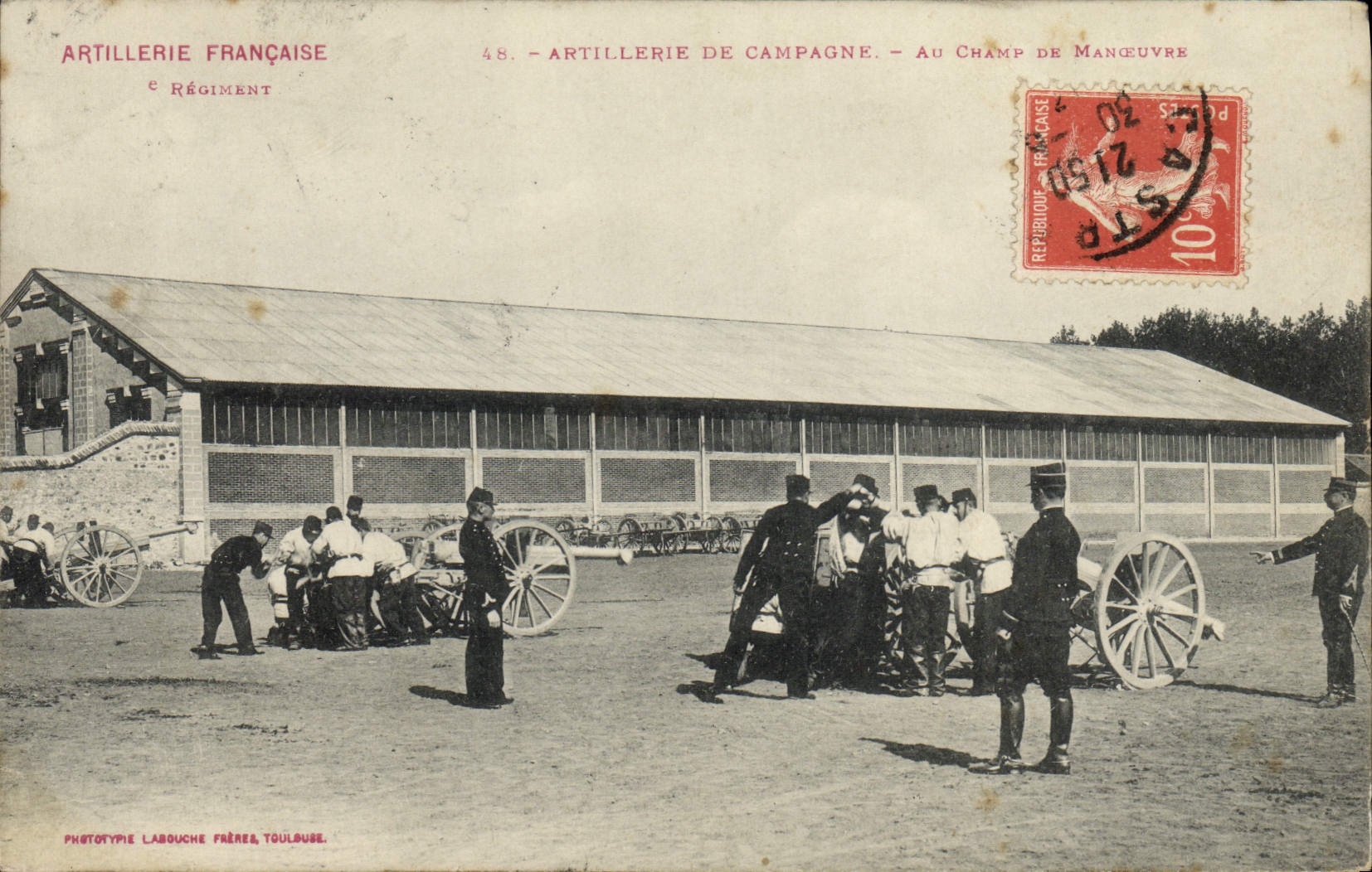 Artillerie française — 48. Artillerie de campagne — Au champ de manœuvre — Phototypie Labouche Frères, Toulouse