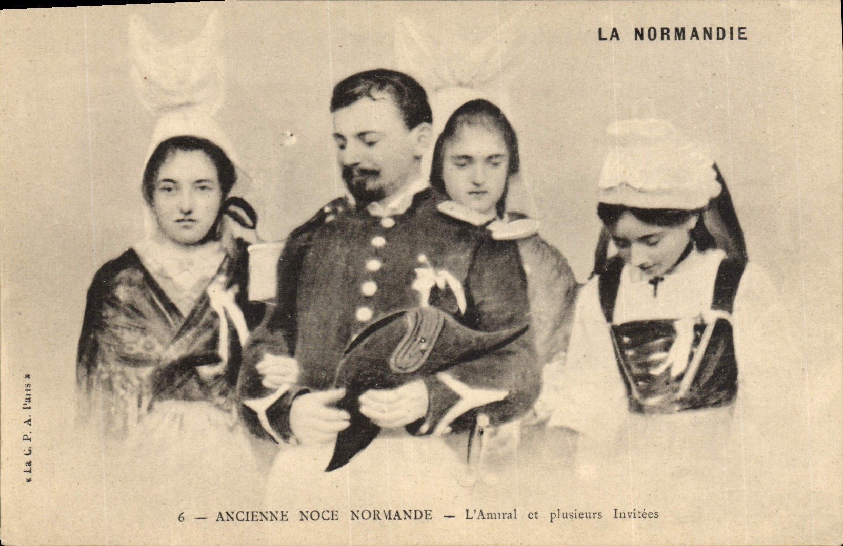 CPA Folklore Normandie Ancienne noce normande L'amiral et plusieurs invitees