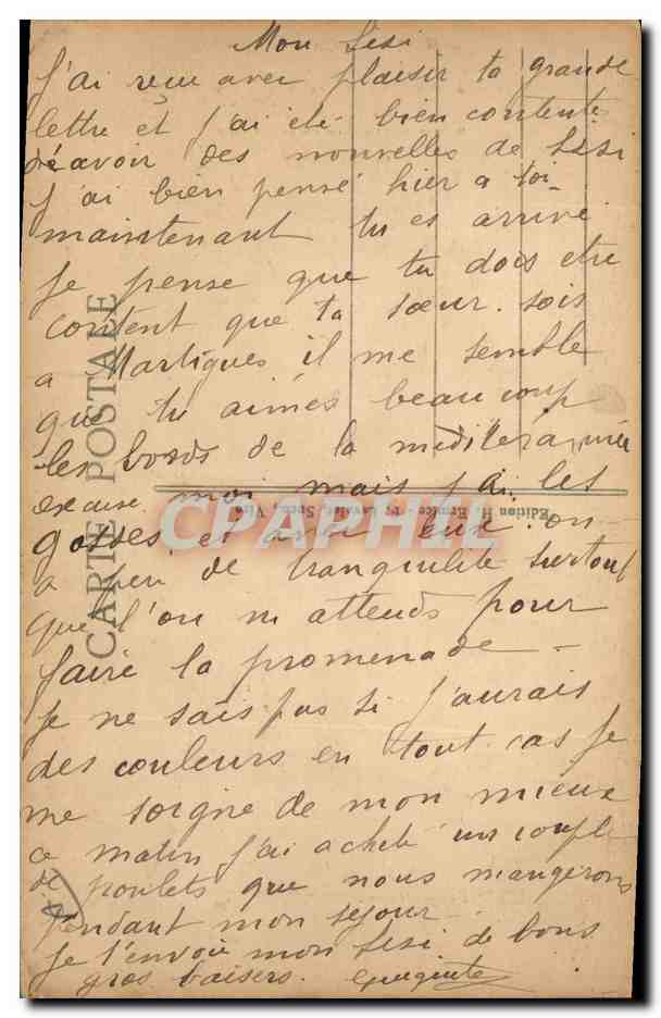 CPA Folklore Normandie Les fiances  — Verso