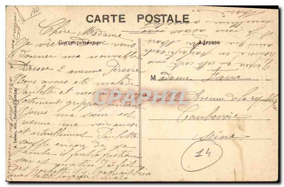 CPA Folklore Le gars de Falaise Arrete de mousieu l'Mair — Verso