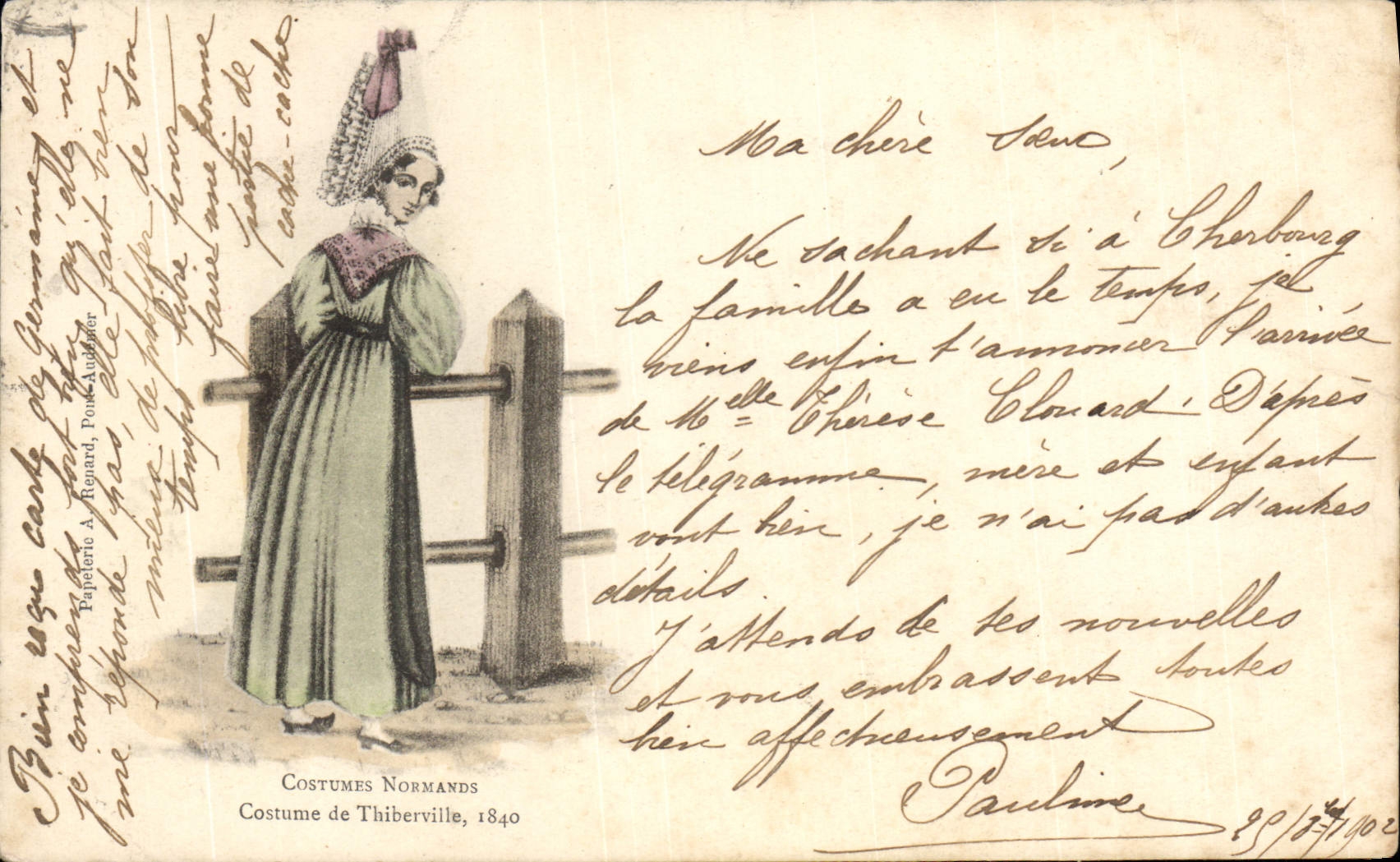 CPA Folklore Costume de Thiberville 1840