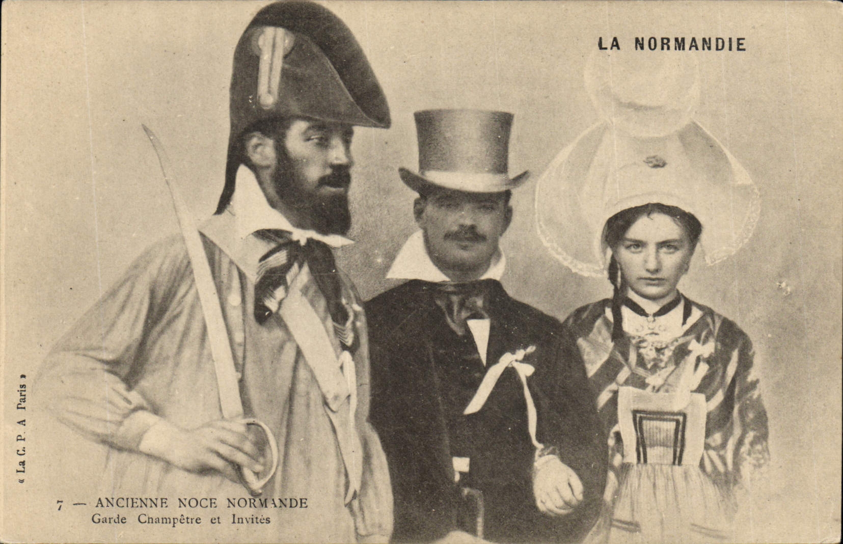 CPA Folklore Normandie Ancienne noce Normande Garde champetre et invites 