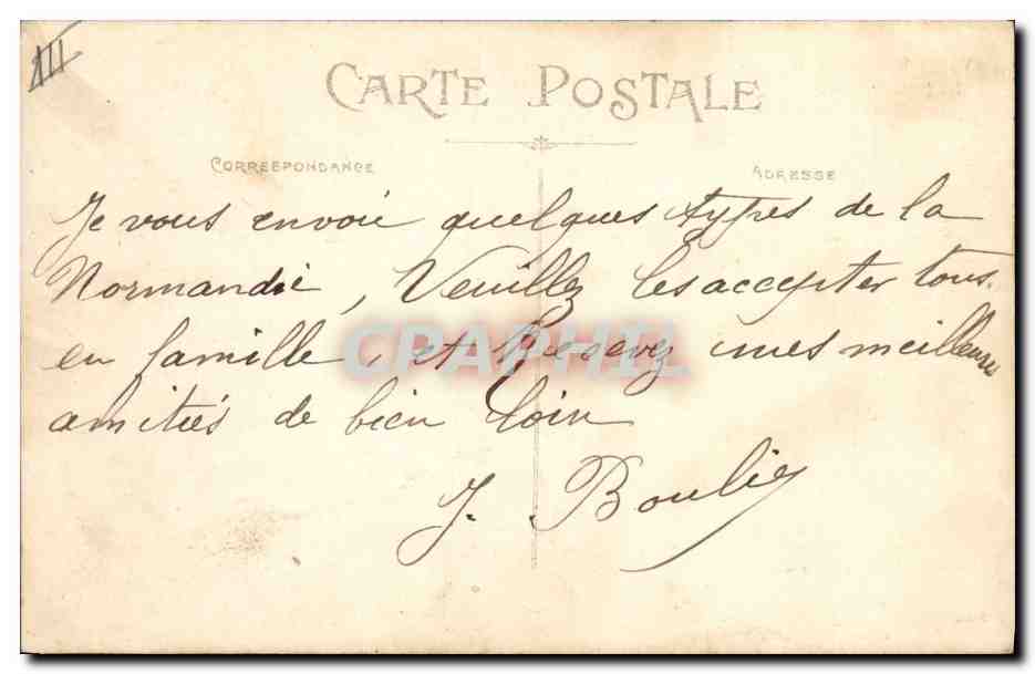 CPA Folklore Types Normands la jolie laitiere Vache  — Verso