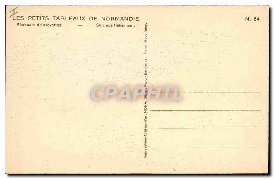 CPA Folklore Normandie Pecheurs de crevettes Peche  — Verso