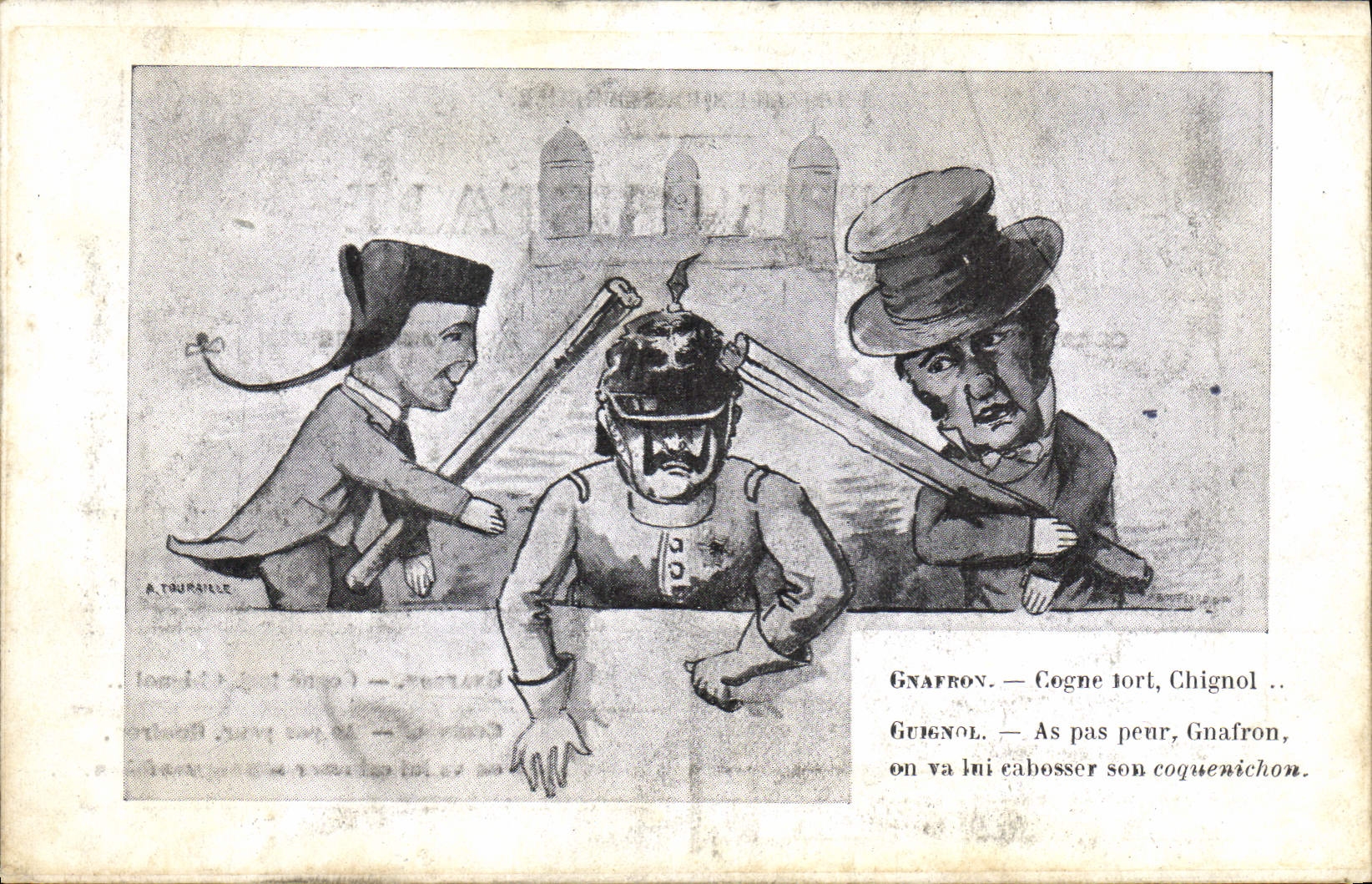 CPA recto verso Theatre Guignol Gnafron