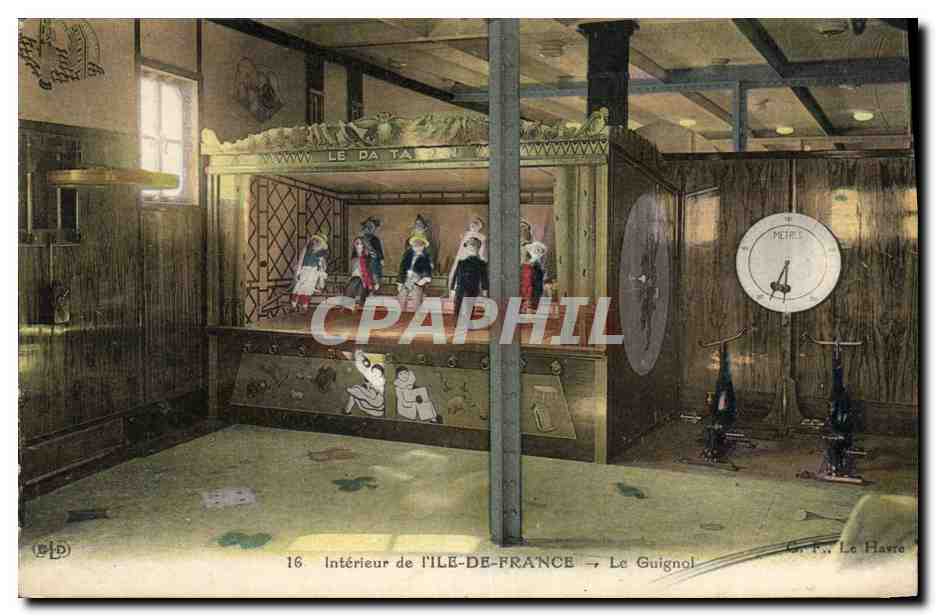 CPA Theatre Guignol Interieur de l'Ile de France Paquebot Bateau TOP