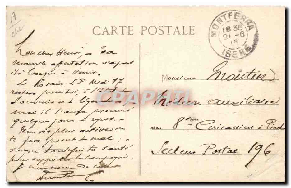 CPA Theatre Guignol La guerre militaria — Rückseite
