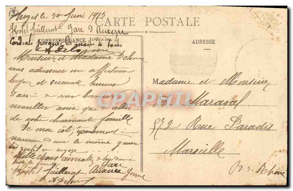 CPA Banque Troyes La place des anciennes boucheries La Banque Societe Generale  — Verso