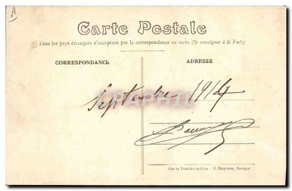 CPA Banque Bourges Rue du commerce Societe Generale Tramway Quinquina St Raphael — Verso