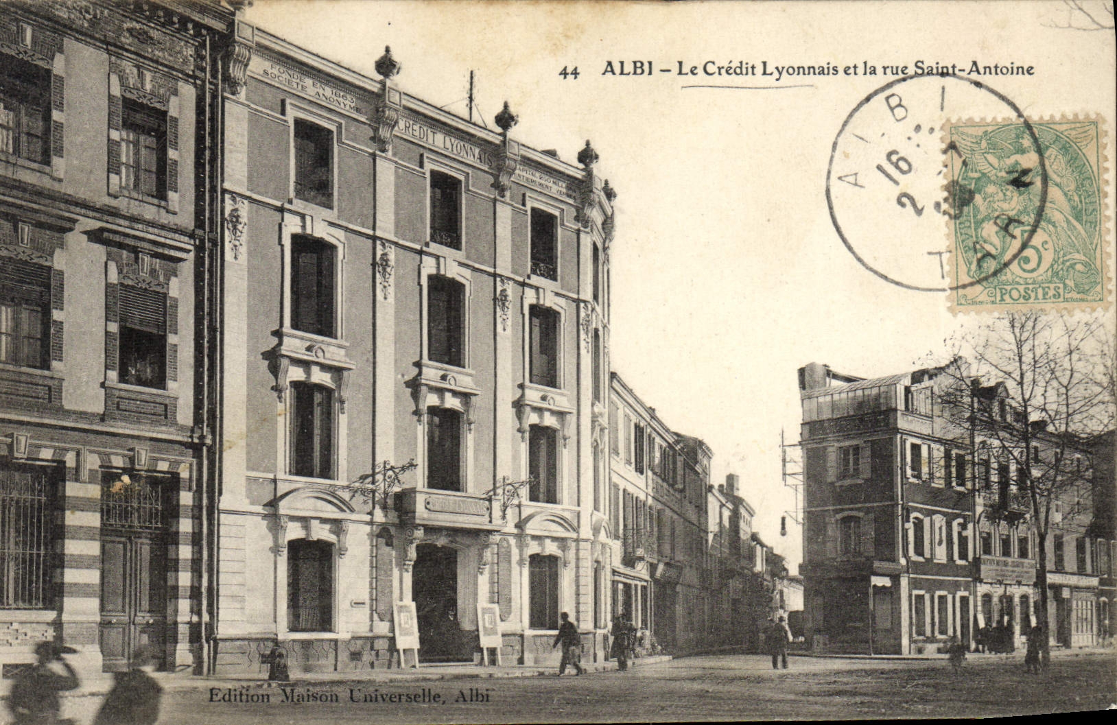 CPA Banque Albi Le Credit Lyonnais et la rue Saint Atnoine 