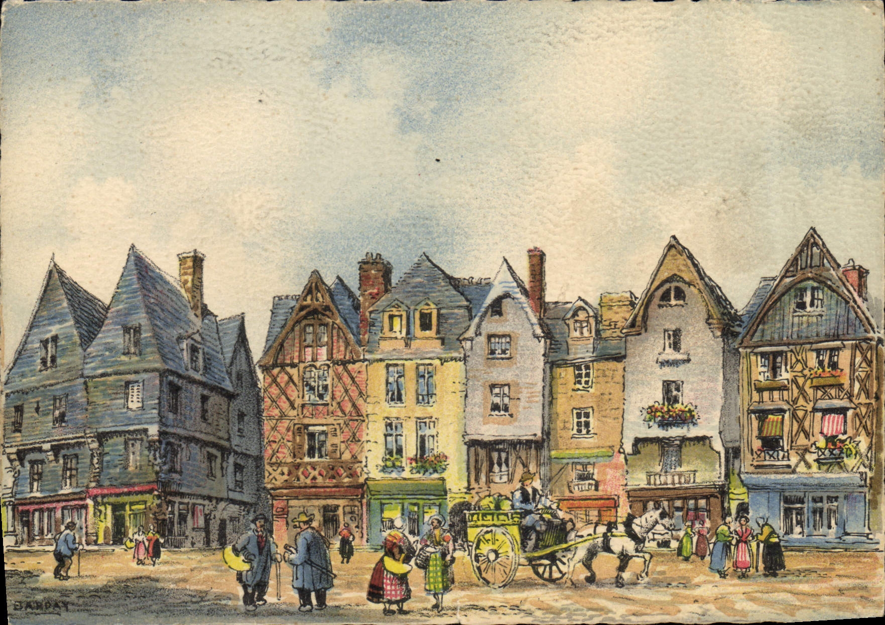 CPA Fantaisie Illustrateur Barday Tours Place Plumereau
