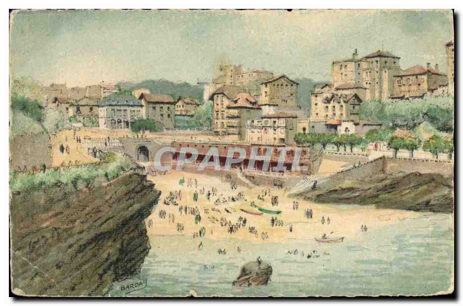 CPA Fantaisie Illustrateur Barday Biarritz Le port vieux